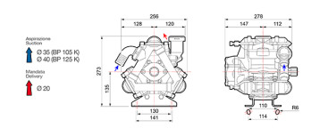Мембранный насос Comet BP125 D 1&quot; (20 бар, 117 л/мин, ВОМ 1&quot;3/8)
