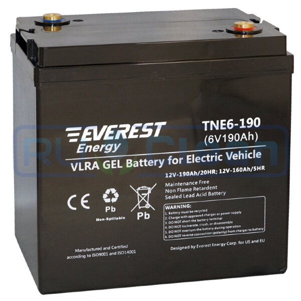 Тяговый аккумулятор Everest Energy TNE6-190 (160Ач, 6В, Gel)