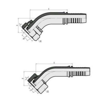 Фитинг высокого давления DKO-S (DN10, М22х1.5г, 45гр, оцинк) Robin