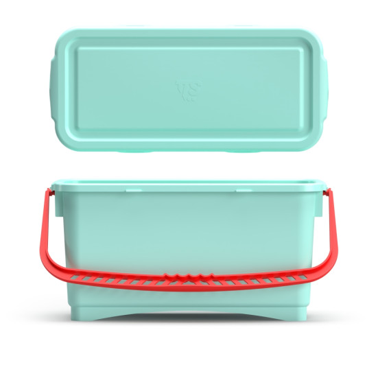 Ведро TTS (20л, ручка красная, крышка, зеленый)