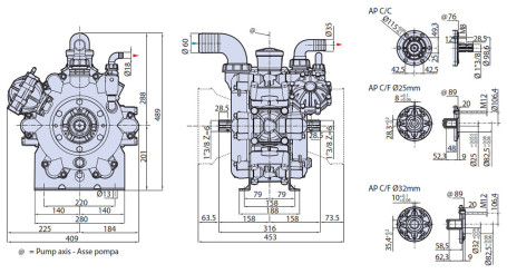 Мембранный насос AR 280 BP C/С (NBR, 20бар, 277.8л/мин, ВОМ 1&quot;⅜)