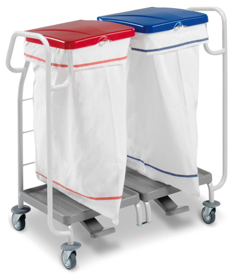 Тележка TTS DUST (металл, ручка, педаль, двойная, для мусорных пакетов 2х70л)