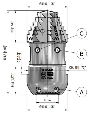 Форсунка каналопромывочная PA RR-TF (30, 3/4"г, вращ)