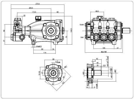Насос высокого давления HAWK NMT 1520R (200бар, 15л/мин, 1450об/мин) (1.904-362.0)