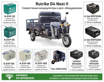 Трицикл электрический Rutrike D4 NEXT II 60V1500W (серый)