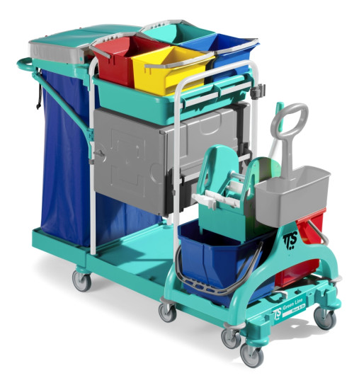 Тележка TTS Green Line 530 (4х6л, отжим TEC, держ. мешка)