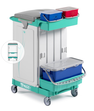 Тележка TTS Magic System 600V (20л, 2х4л, выдв. ящик, держ. мешка 90л)
