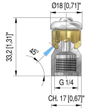 Форсунка каналопромывочная PA STR-1/4 (050, 1/4"г, бой 3R, вращ)