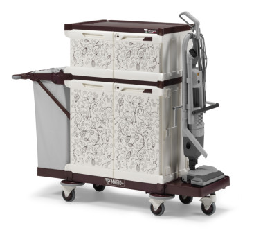 Тележка TTS MagicArt 262-W Safety Plus (подставка верт. пылесоса, закрытая, рис. KAPOK, держ. мешка)