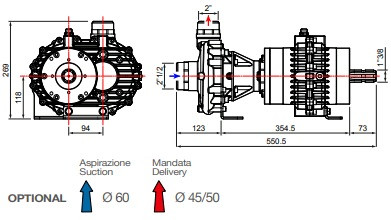 Насос центробежный Comet  C610H-PTO (11.8 бар, 655 л/мин, с мультиплекатором)