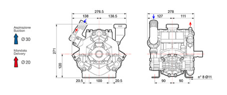 Мембранный насос Comet BP75 (20 бар, 67 л/мин, ВОМ 1"3/8)