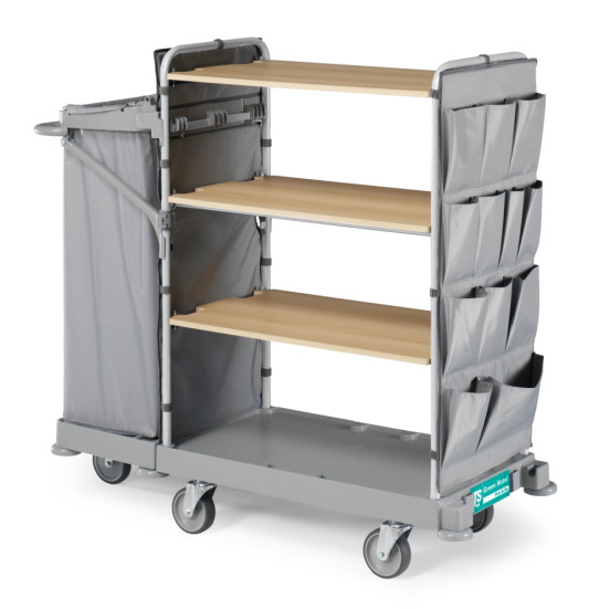 Тележка TTS GREEN HOTEL 923 (4 полки, боковые карманы, колеса D150мм)
