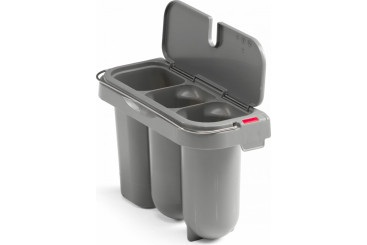 Ведро TTS для чистки туалета (3 секции, с крышкой, серый)