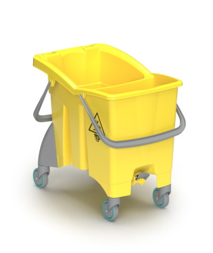 Ведро TTS ActionPro (30 л, 4 шт, перегородка, колеса, 2 сливных отверстия, желтый)