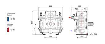 Мембранный насос Comet BP60 (20 бар, 58 л/мин, ВОМ 1"3/8)