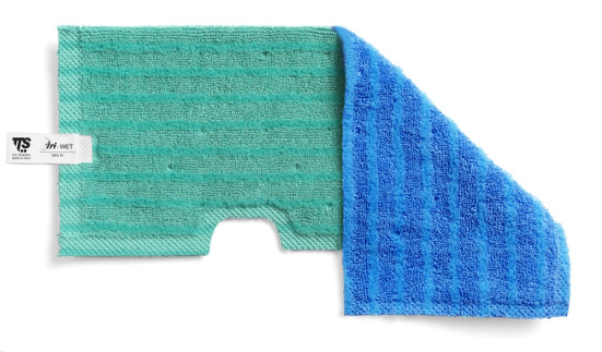 Моп двусторонний TTS (46х19.5см, микрофибра, для гладких полов, синий/зеленый)