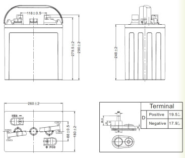 Тяговый аккумулятор LEOCH DT 106 (6В, 225Ач, WET)