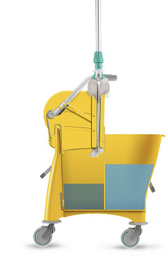 Одноведерная тележка NICK 28 л, с отжимом O-KEY, диаметр колес 80 мм.