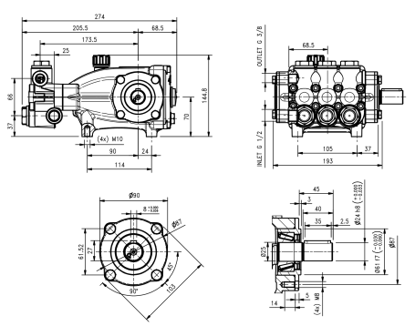Насос высокого давления HAWK NMT 1520HTR (1450 об/мин) (1.099-313.0)