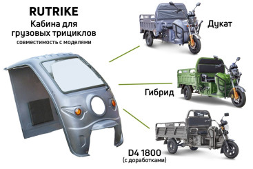 Кабина для грузового трицикла Rutrike (темно-зеленый)