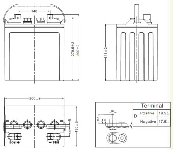 Тяговый аккумулятор LEOCH DT 896 (8В, 190Ач, WET)