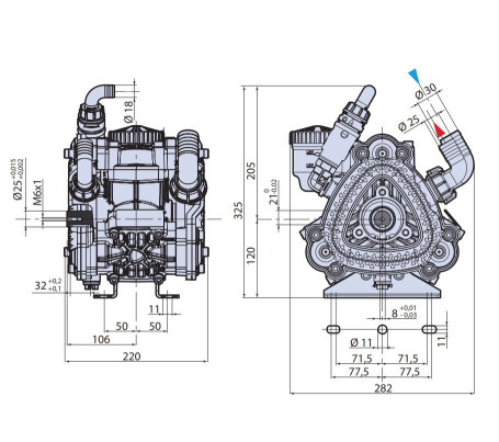 Мембранный насос AR 75 bp SP (70л/мин, 550 об/мин, 15бар)