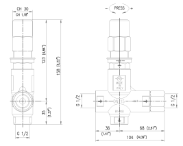 Регулятор давления PA VB53 (500бар, 80л/мин, 1/2"г-1/2"г, By-pass 1/2"г, нерж)