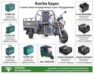 Трицикл электрический Rutrike Круиз 60V/1000W (зеленый)
