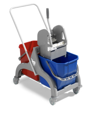 Тележка двухведерная TTS NICK 50 (с U-образной ручкой и отжимом TEC, серый)