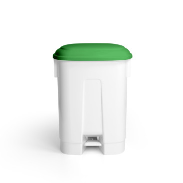 Ведро TTS Derby (60л, белое/зеленое, педаль, полипропилен)