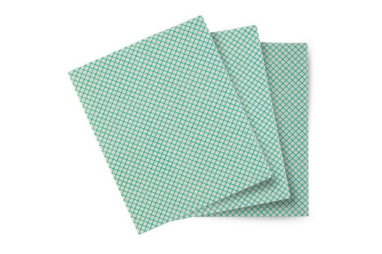 Салфетка TTS BASIC-T (40х50см, прорезин, бело-зеленая, в кор 200шт)