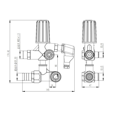 Регулятор давления TOR PR-1120 (250бар, 30л/мин, 3/8г-М22ш, X:18, Y:66, микр)