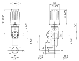 Регулятор давления PA VB56 (220бар, 30л/мин, 1/2"г-М22х1.5ш, X:4.5, Y:62-65.5)