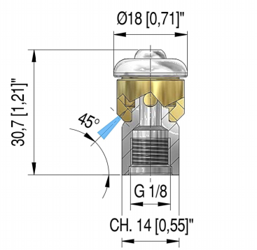 Форсунка каналопромывочная PA STR-1/8 (060, 1/8"г, бой 3R, вращ)