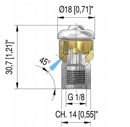 Форсунка каналопромывочная PA STR-1/8 (050, 1/8"г, бой 3R, вращ)