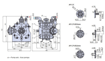 Мембранный насос AR 160 BP C/F (BlueFlex, 20бар, 166.2л/мин, ВОМ 1"⅜-полый вал 25мм)