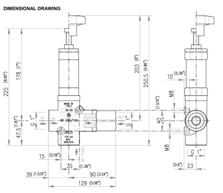 Регулятор давления PA VB200/150 (150бар, 200л/мин, 1"г-1"г)