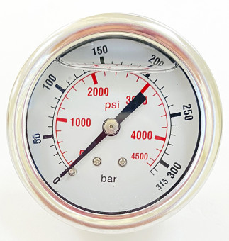 Манометр (315бар, 1/4"внеш, вход сзади, пластик) TOR
