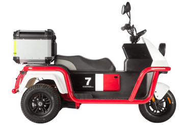 Трицикл электрический Wanshida DOUHAO 60V 800Вт (черно-бело-красный)