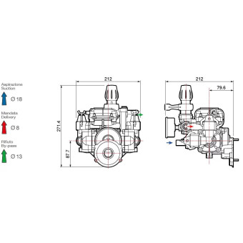 Мембранный насос Comet MC 25 (25 бар, 18.5 л/мин, эл. мотор)