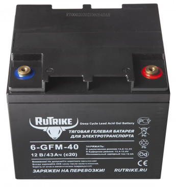 Тяговый аккумулятор RuTrike 6-GFM-40 (12V, 43A/h, AGM)