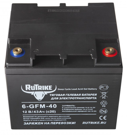 Тяговый аккумулятор RuTrike 6-GFM-40 (12V, 43A/h, AGM)