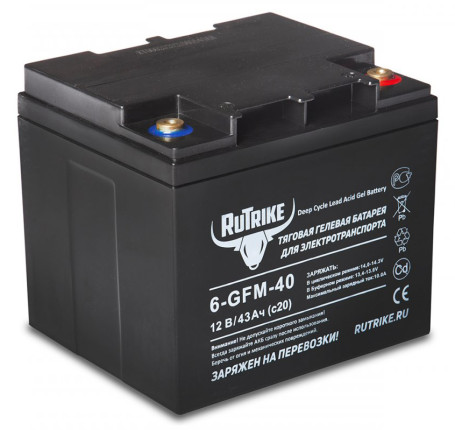 Тяговый аккумулятор RuTrike 6-GFM-40 (12V, 43A/h, AGM)