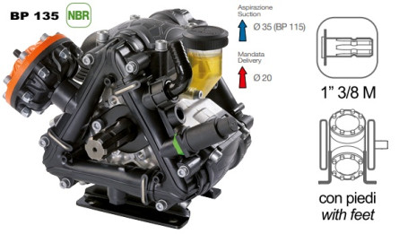 Мембранный насос Comet BP115 (20 бар, 110 л/мин, ВОМ 1"3/8)